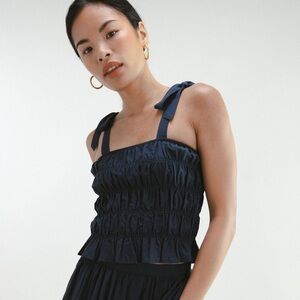 Darling Society Bloom Ruched Tie Strap Tank Top Blouse Size XL